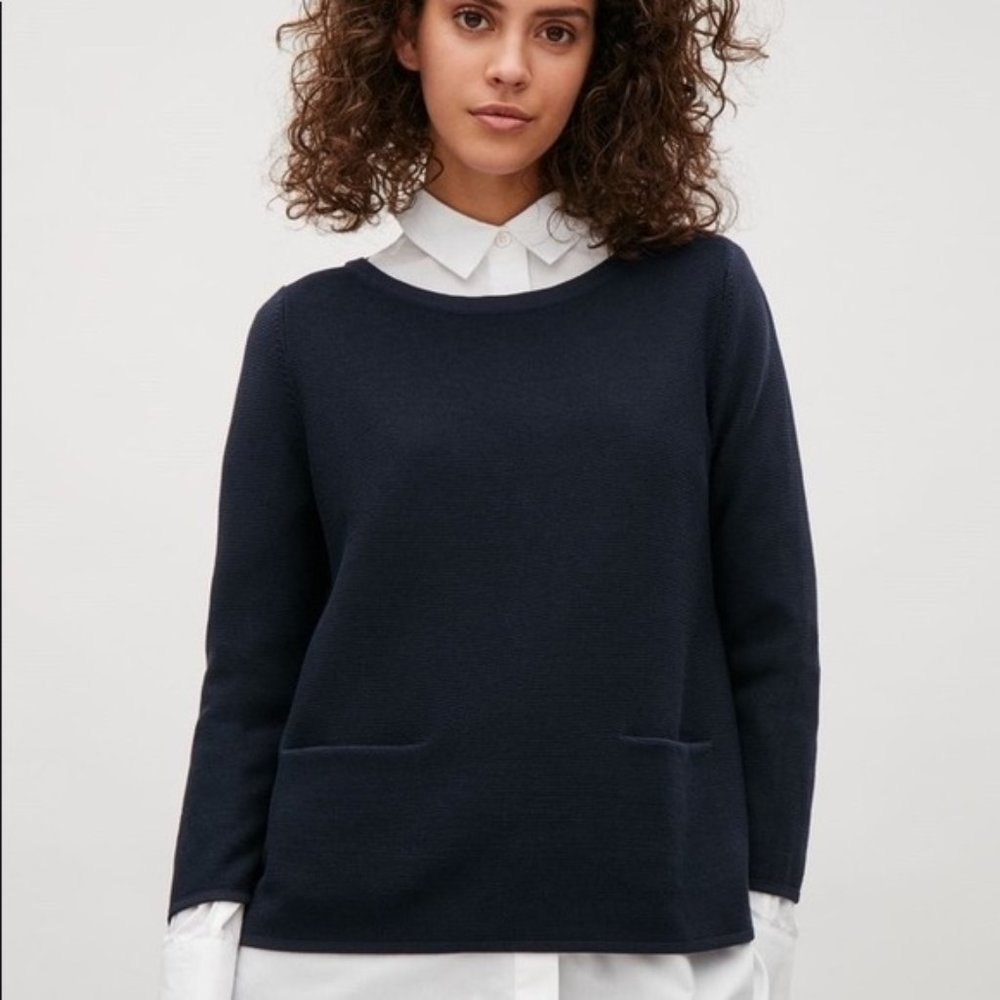 COS Front Pockets Navy Sweater